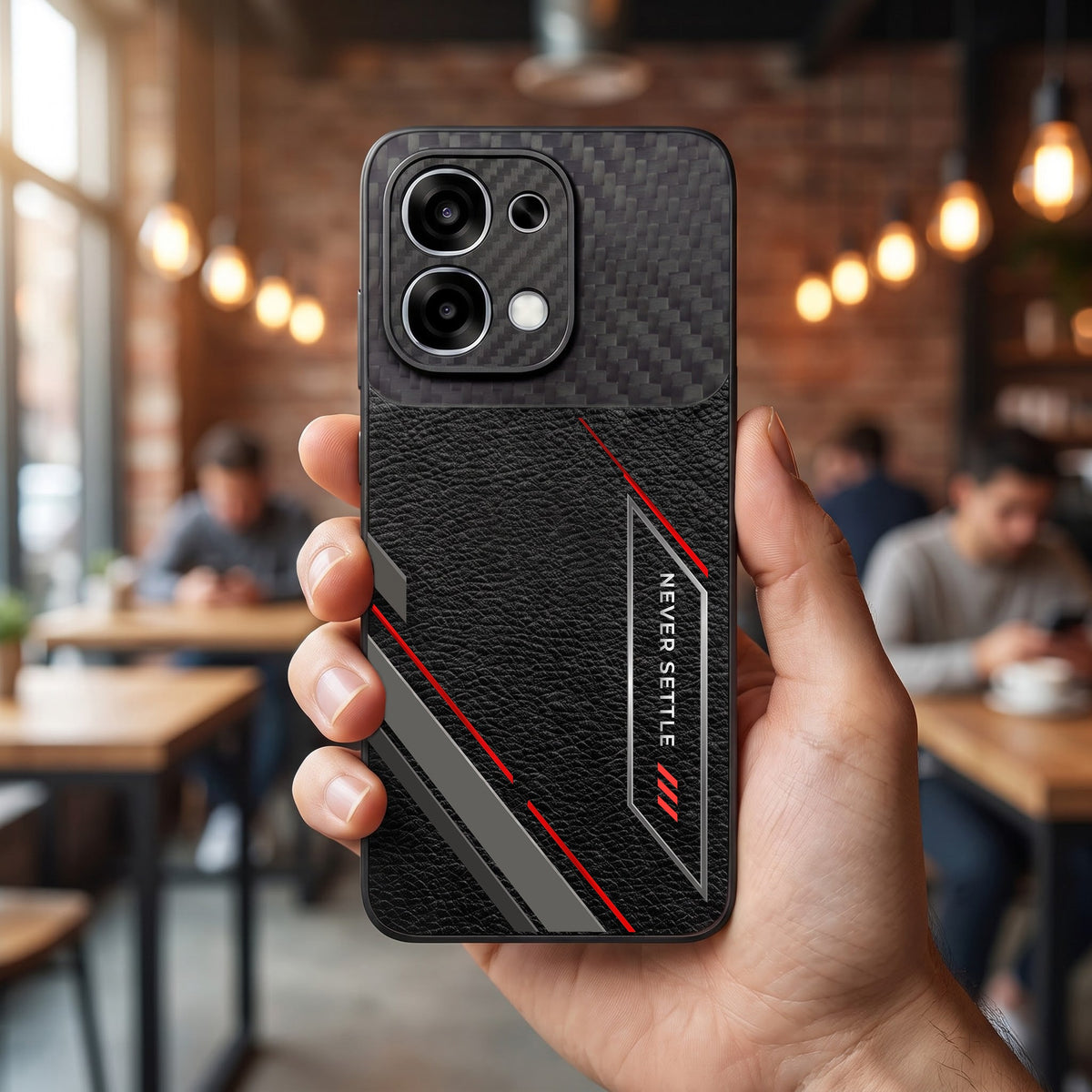 Oppo F31 5G Nexer Stripe Carbon Fiber Leather Hybrid Back Case