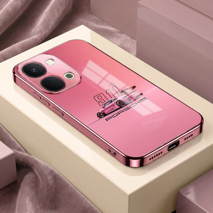 Vivo T5x 5G Luxury Porsche 911 Pink Electroplated Glass Phone Back Case