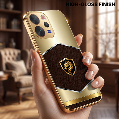 Vivo V70 5G Dragon Crest Gold Electroplated Glass Phone Back Case