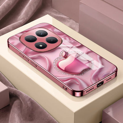 Redmi Note 15 Pro+ 5G Luxury Apple Logo Pink Electroplated Glass Phone Back Case