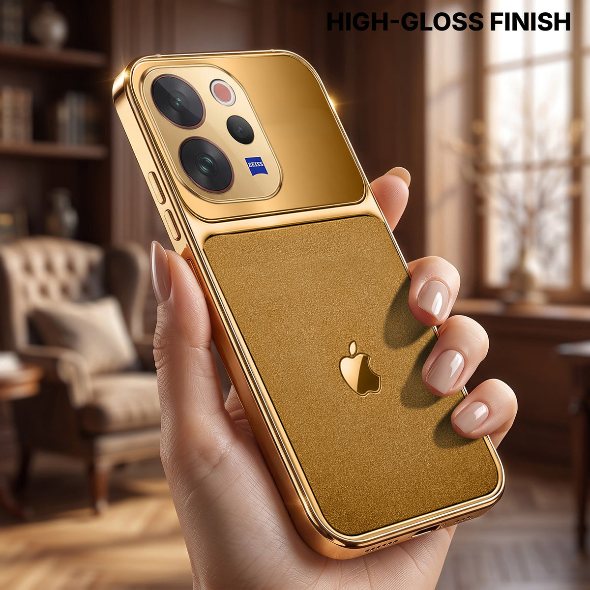 Vivo V70 5G Royal Touch Apple Gold Electroplated Glass Phone Back Case