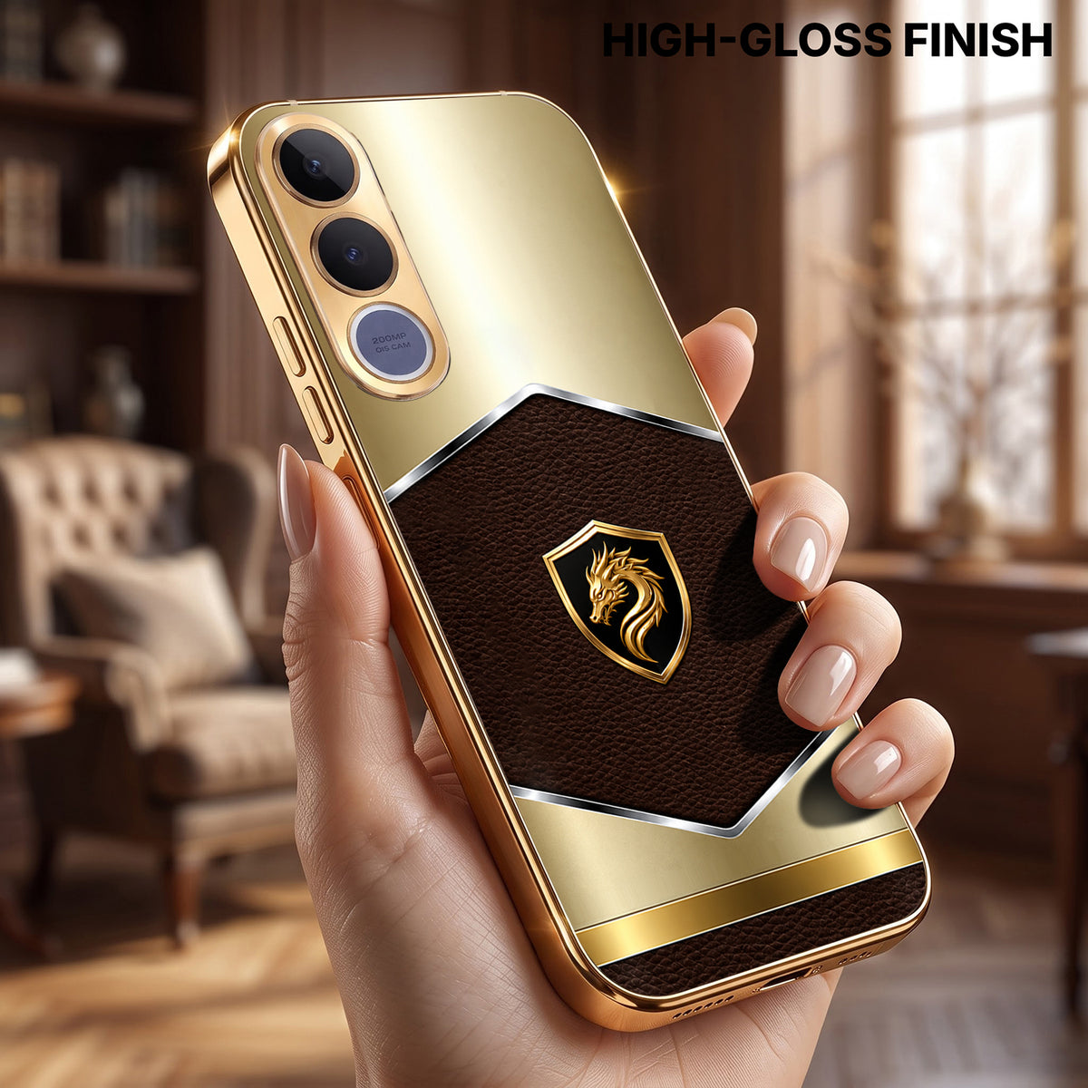 Vivo V70 FE 5G Dragon Crest Gold Electroplated Glass Phone Back Case