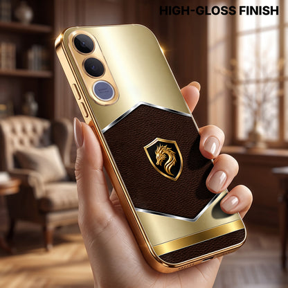 Vivo V70 FE 5G Dragon Crest Gold Electroplated Glass Phone Back Case