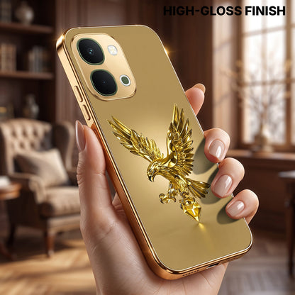 Vivo T5x 5G Golden Eagle Gold Electroplated Glass Phone Back Case