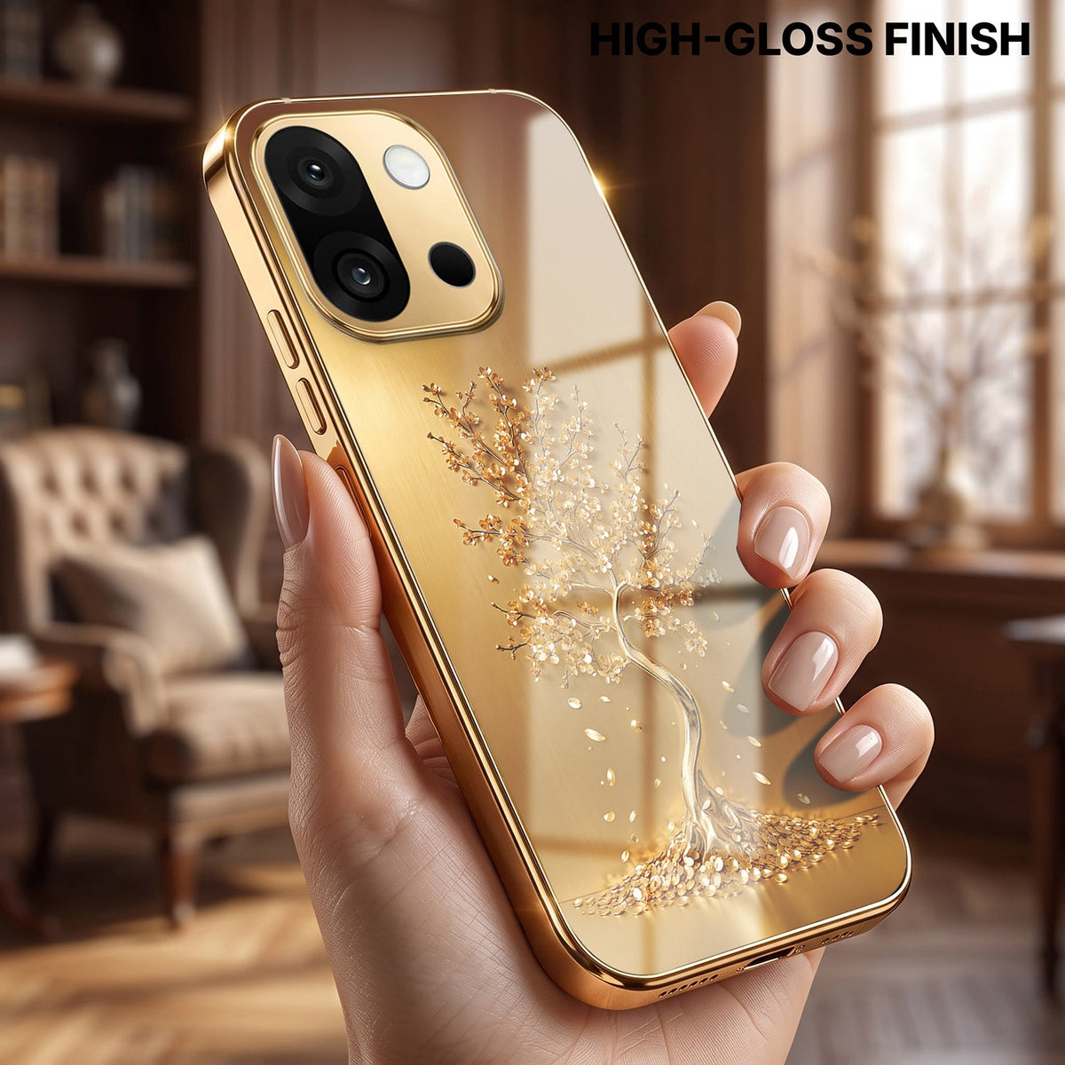 OnePlus 13s 5G Golden Tree Gold Electroplated Glass Phone Back Case