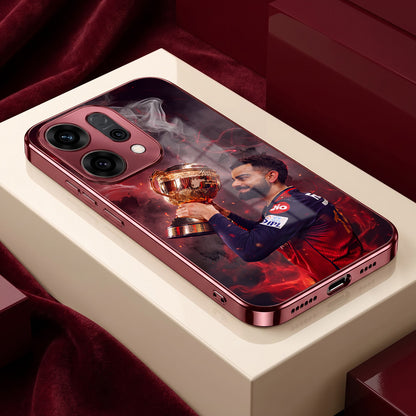 Oppo Reno 14 5G Virat Kohli Burgundy Electroplated Glass Back Case