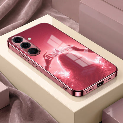 Samsung Galaxy A56 5G Luxury Crown Queen Pink Electroplated Glass Phone Back Case
