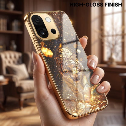 OnePlus 13s 5G Luxury Tiger Gold Electroplated Glass Phone Back Case