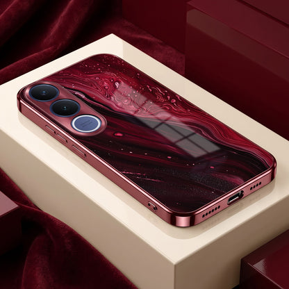 Vivo V70 FE 5G Marble Burgundy Electroplated Glass Back Case