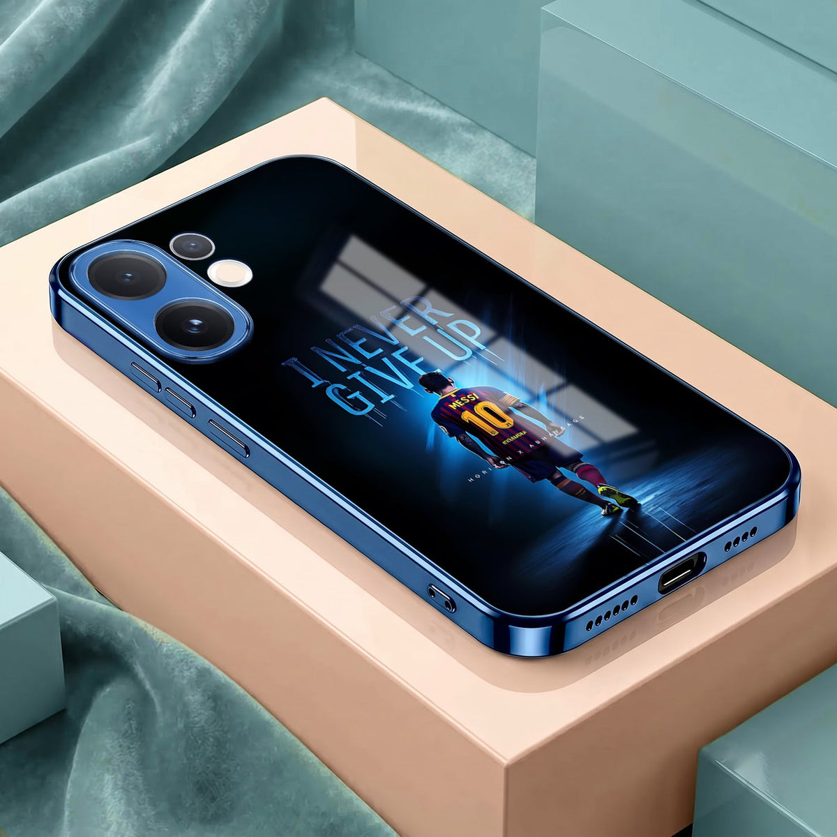 Vivo V60 5G Naver Give Up Blue Electroplated Glass Phone Back Case