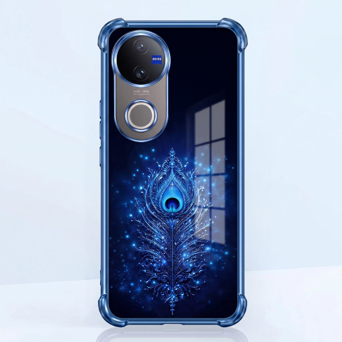 Vivo V50 5G Premium Peacock Feather Airbags Printed Back Case