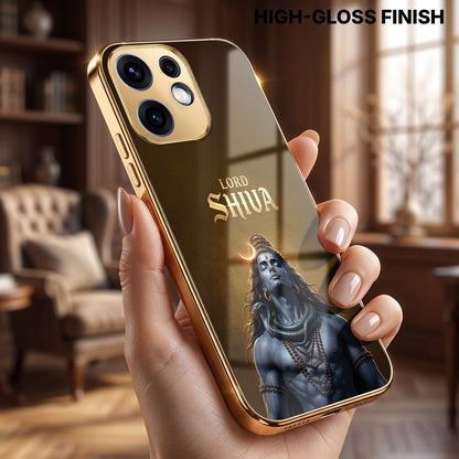 Oppo Reno 16 5G Lord Shiva Gold Electroplated Glass Phone Back Case