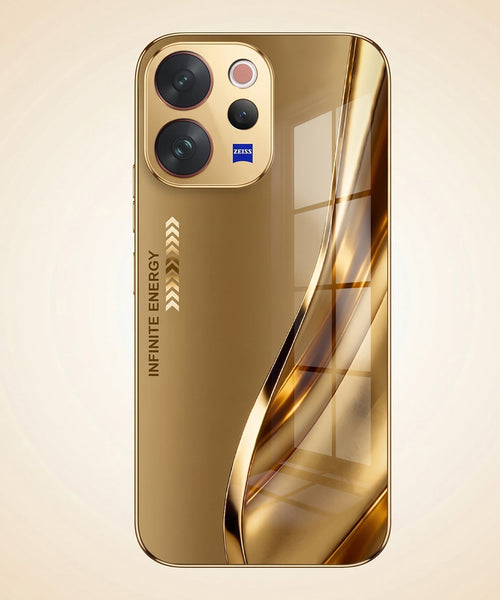 Vivo V70 5G Luxury Infinity Energy Gold Electroplated Glass Phone Case