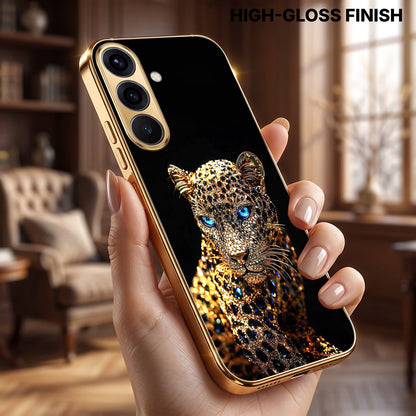Samsung Galaxy A36 5G Panther Gold Electroplated Glass Phone Back Case