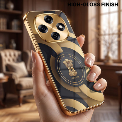 OPPO F31 Pro 5G Royal Emblem Gold Electroplated Glass Phone Back Case