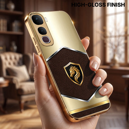 Vivo Y400 Pro 5G Dragon Crest Gold Electroplated Glass Phone Back Case
