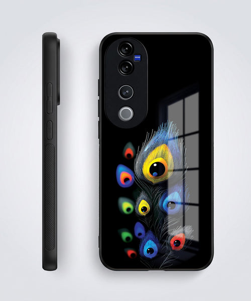 Vivo V40 Pro 5G Premium Peacock Feather Acrylic Glass Back Case
