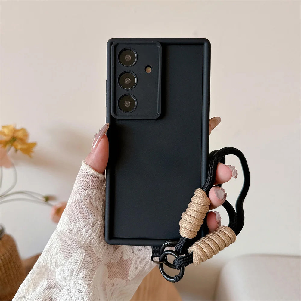 Samsung Galaxy A36 5G Luxury Silicone Matte Case with Wrist Strap