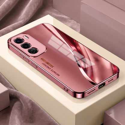 Oppo Reno 12 Pro 5G Luxury Infinity Energy Pink Electroplated Glass Phone Back Case