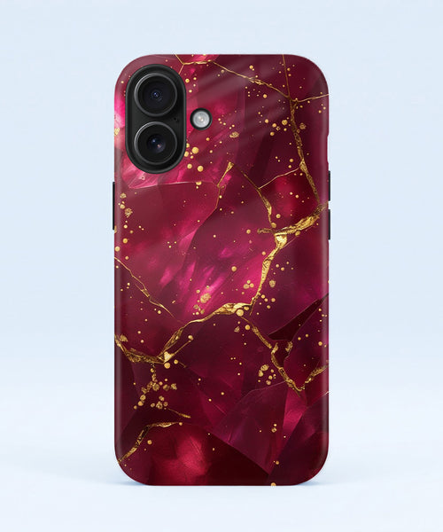 iPhone 16 5G Luxury Crimson Marble Protective Case
