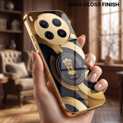 Vivo X300 Pro 5G Royal Emblem Gold Electroplated Glass Phone Back Case