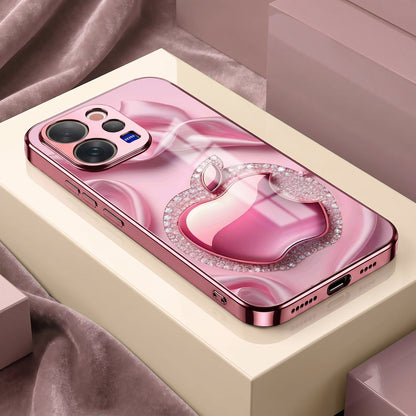 Vivo V70 5G Luxury Apple Logo Pink Electroplated Glass Phone Back Case