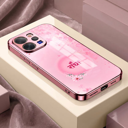 Vivo V70 5G Luxury Shree Radha Pink Electroplated Glass Phone Back Case