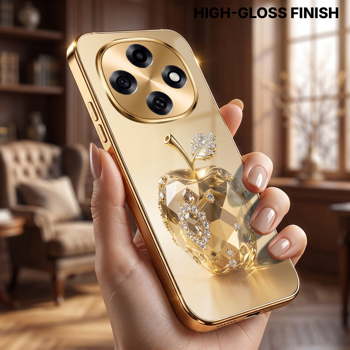 OPPO F31 Pro 5G Golden Apple Gold Electroplated Glass Phone Back Case