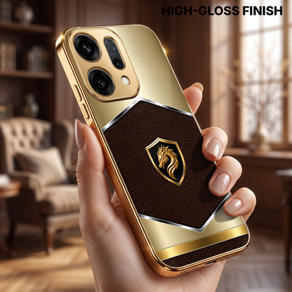 Oppo Reno 14 5G Dragon Crest Gold Electroplated Glass Phone Back Case