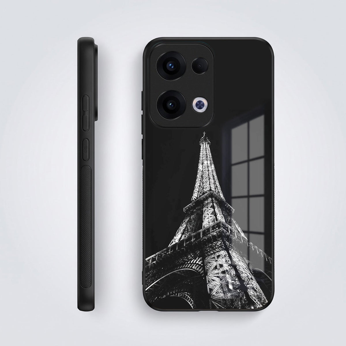 Oppo Reno 13 5G Premium Acrylic Shockproof Glass Back Case (Eiffel Tower)
