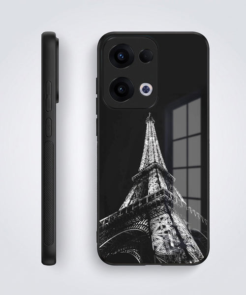 Oppo Reno 13 5G Premium Acrylic Shockproof Glass Back Case (Eiffel Tower)