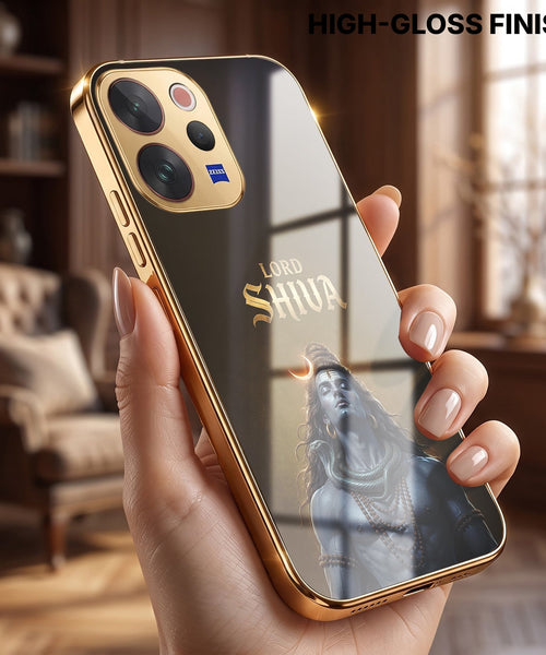Vivo V70 5G Lord Shiva Gold Electroplated Glass Phone Back Case