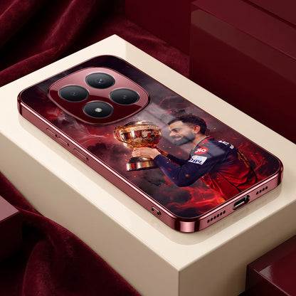 Redmi Note 15 Pro Plus 5G Virat Kohli Burgundy Electroplated Glass Back Case