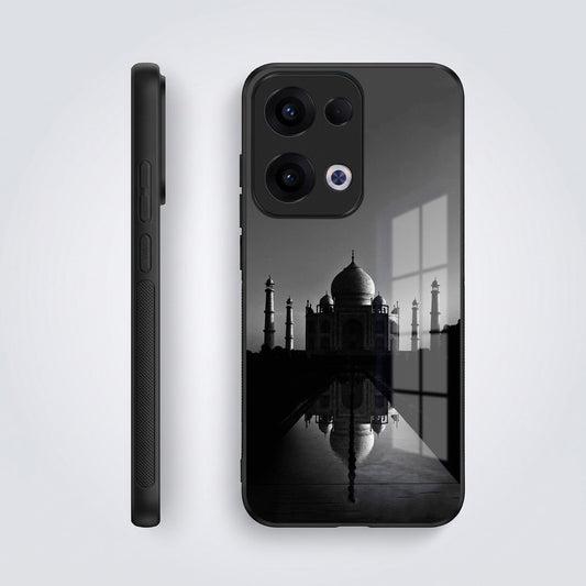 Oppo Reno 13 5G Premium Acrylic Shockproof Glass Back Case (Taj Mahal)