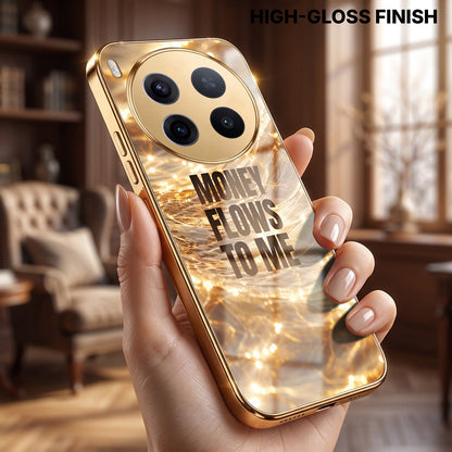Vivo X300 Pro 5G Money Flows To Me Gold Electroplated Glass Phone Back Case