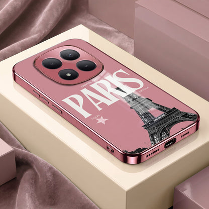 Redmi Note 15 Pro+ 5G Luxury Paris Tower Pink Electroplated Glass Phone Back Case