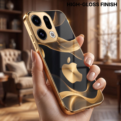 Oppo Find X9 5G Luxury Wave Gold Electroplated Glass Phone Back Case