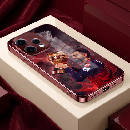 Oppo Reno 15 5G Virat Kohli Burgundy Electroplated Glass Back Case