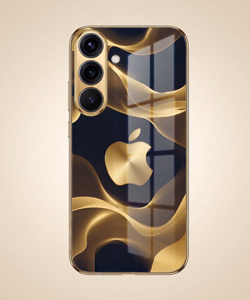 Samsung Galaxy A56 5G Luxury Wave Gold Electroplated Glass Phone Back Case
