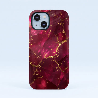 iPhone 15 5G Luxury Crimson Marble Protective Case