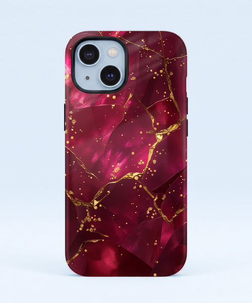 iPhone 15 5G Luxury Crimson Marble Protective Case