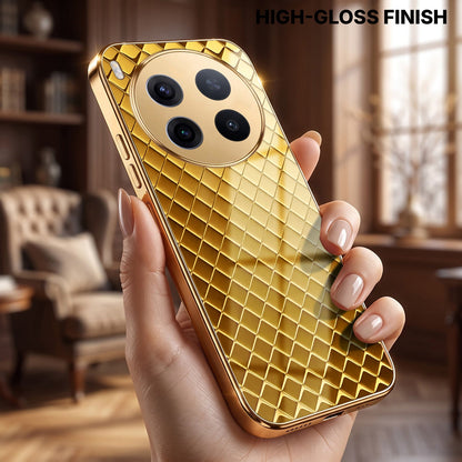 Vivo X300 Pro 5G  Golden Criss Cross Gold Electroplated Glass Phone Back Case