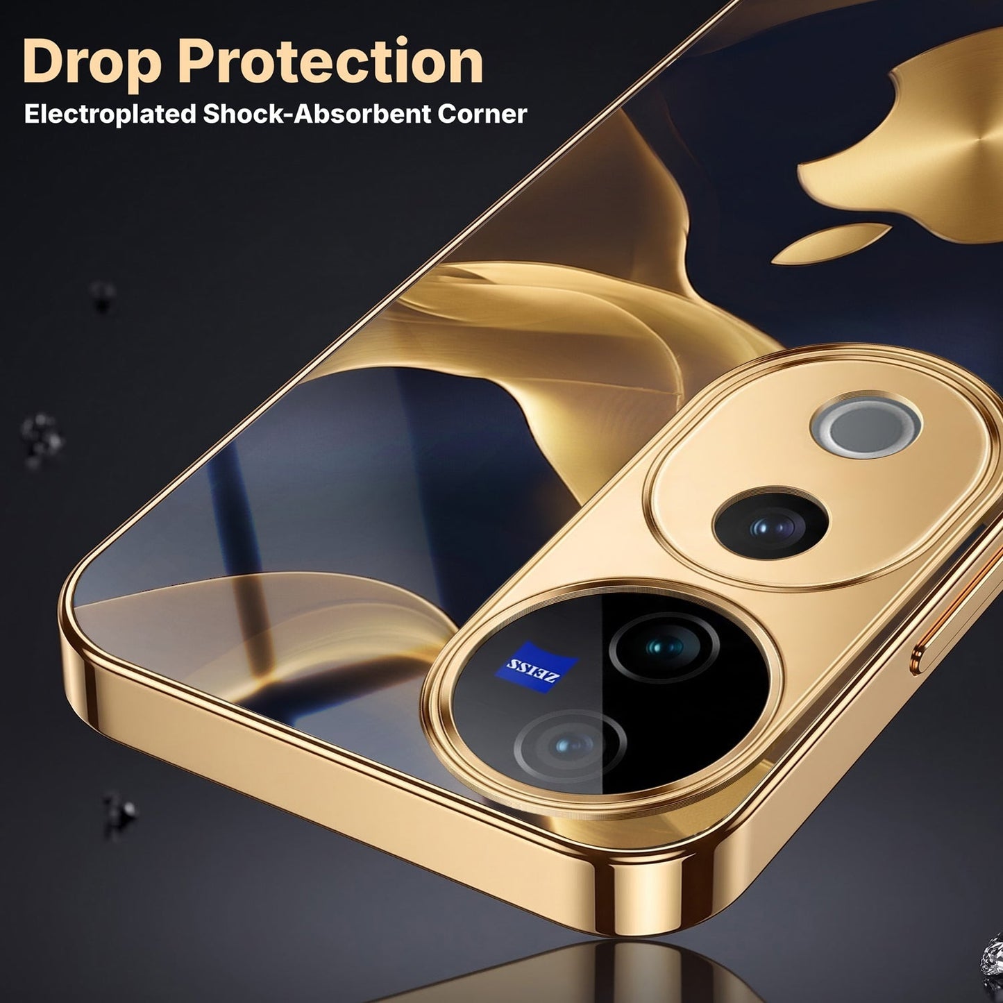 Vivo V40 Pro 5G Luxury Wave Gold Electroplated Glass Phone Back Case