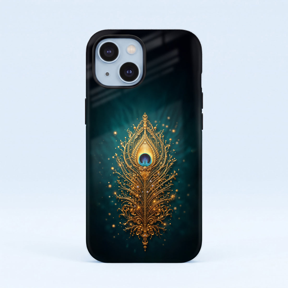 iPhone 15 5G Golden Peacock Feather Protective Case