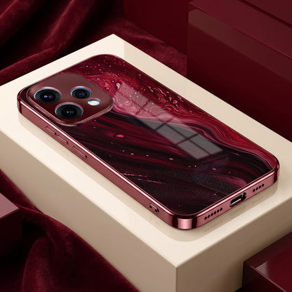 Oppo Reno 15 5G Marble Burgundy Electroplated Glass Back Case