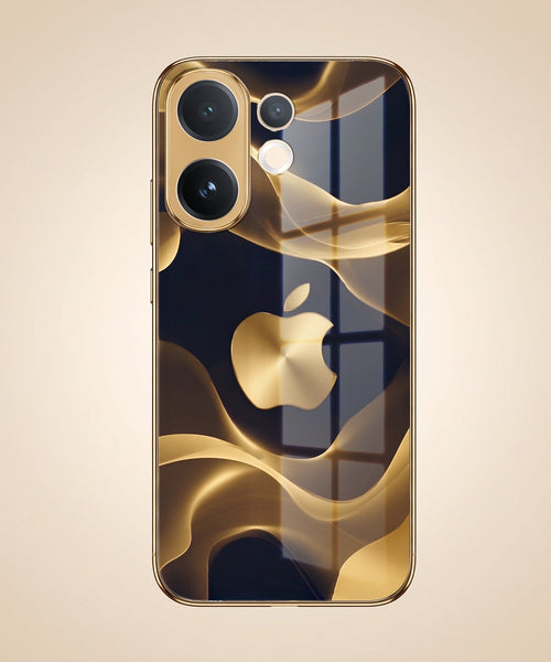 Vivo V60 5G Luxury Wave Gold Electroplated Glass Phone Back Case