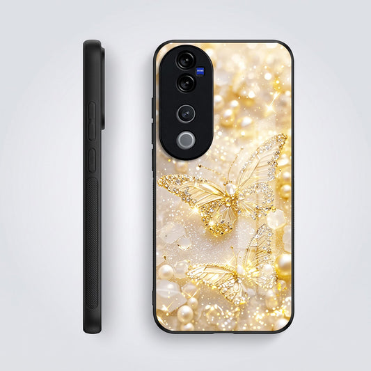 Vivo V40 Pro 5G Golden Butterfly Acrylic Glass Back Case