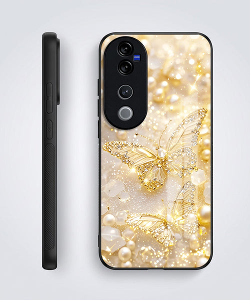 Vivo V40 Pro 5G Golden Butterfly Acrylic Glass Back Case