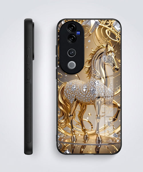 Vivo V40 Pro 5G Luxury Horse Texture Acrylic Glass Back Case