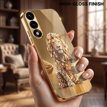 Oneplus Nord 5 5G Luxury Lion Gold Electroplated Glass Phone Back Case